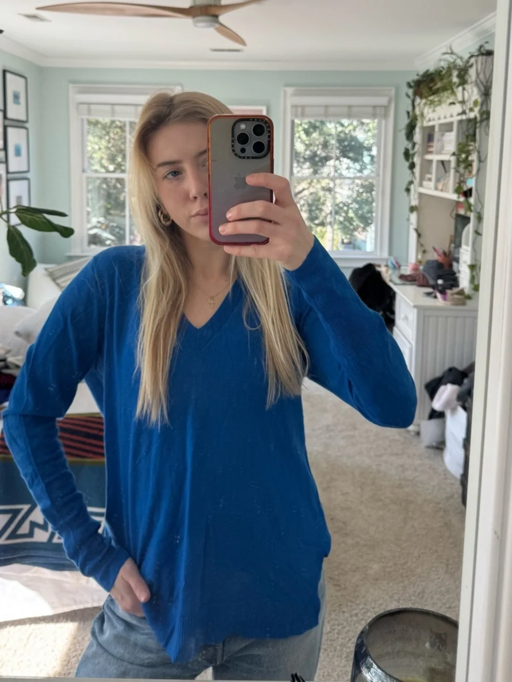 J. Crew Women's V-Neck Sweater in Royal Blue